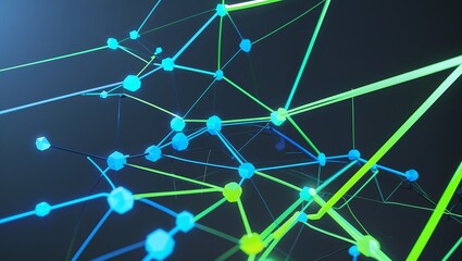 Poster - Abstract pattern featuring interconnected glowing lines and geometric nodes, perfect for an AI or fintech brochure
