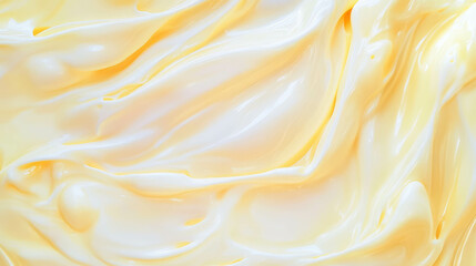 Poster - Creamy texture and chaos of mayonnaise and eggs close up for design projects