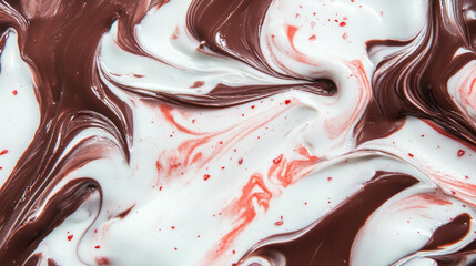 Poster - Close up of swirled milk chocolate bark with red pepper toppings for gourmet desserts