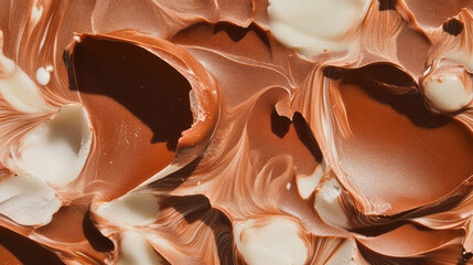 Poster - Close-up texture of swirled milk chocolate and creamy candies for dessert design