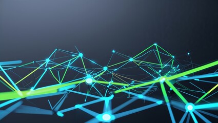 Poster - Abstract pattern featuring interconnected glowing lines and geometric nodes, perfect for an AI or fintech brochure