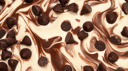 Poster - Close up swirl texture of milk chocolate chips for dessert design