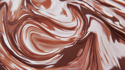 Poster - Close-up of swirling milk chocolate ganache texture for dessert design