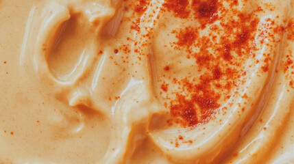 Poster - Close-up texture of remoulade sauce with cajun spice blending for culinary design