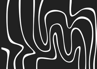 Poster - abstract black and white background with seamless wavy line pattern