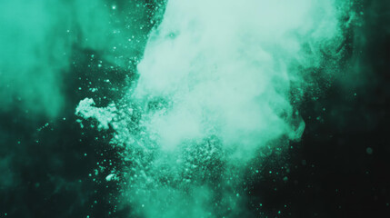 Poster - Ethereal grainy dust texture with grunge effect over green background for design projects