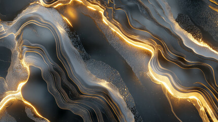 Aufkleber - Elegant obsidian texture with radiant flow lines and chaotic luminescence