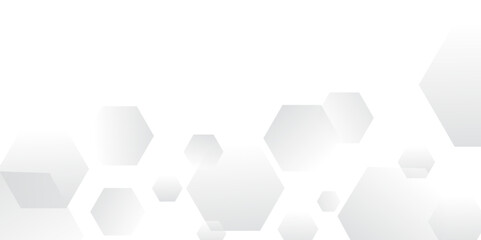 Leinwandbilder - white and grey technology hexagonal abstract background. Abstract gradient hexagon digital technology background. Vector abstract graphic design banner pattern presentation background web template.	