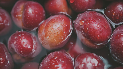 Poster - Overhead view of fresh nectarines with water droplets for food and nature themes