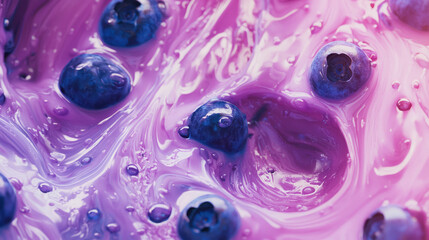 Poster - Colorful blueberries in vibrant purple and pink swirls - perfect for food art and kitchen decor