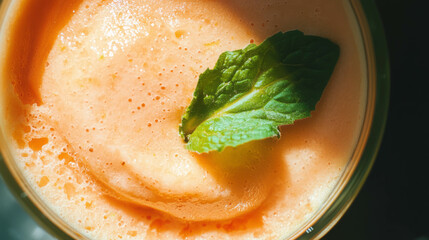 Poster - Refreshing summer cantaloupe smoothie with mint garnish for healthy lifestyle inspiration
