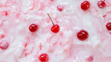 Poster - Cherry dessert texture with creamy swirl design for culinary inspiration