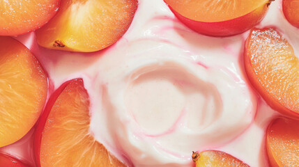 Poster - Fresh nectarines with creamy yogurt swirl - perfect for summer desserts and healthy snacking