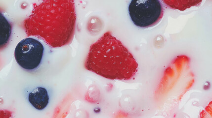 Aufkleber - Vibrant berries and yogurt texture for fresh summer design