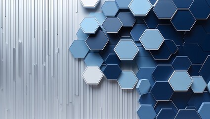 Poster - Background with layered hexagons and vertical line textures, symbolizing stability and innovation