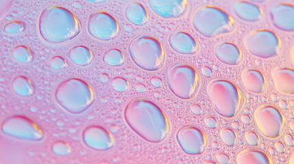 Poster - Vivid macro close-up of colorful water droplets on reflective surface