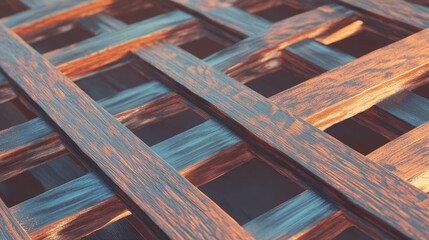 Poster - Macro shot of intricate wood grain and texture patterns in crosshatch design