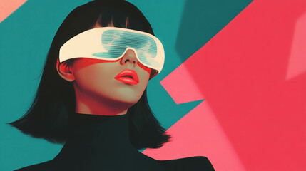 Poster - Futuristic minimalistic portrait concept with a touch of chaos