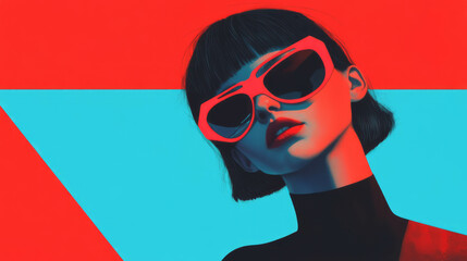 Poster - Futuristic minimalistic portrait with bold colors for modern design inspiration