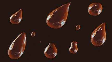 Poster - Realistic waterdrops on brown background capturing chaos and reflections
