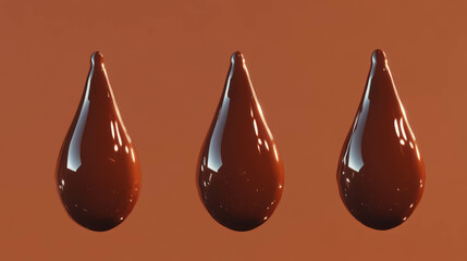 Aufkleber - Realistic waterdrops on brown surface with artistic symmetry