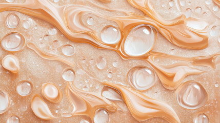 Poster - Realistic water drops on abstract brown surface for design and art projects