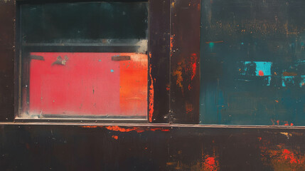 Poster - Urban decay and colorful graffiti on abandoned building for artistic backgrounds