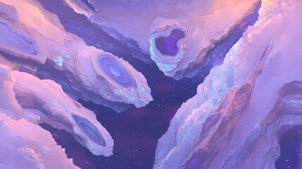 Poster - Abstract amethyst sand and geodes texture with chaotic patterns