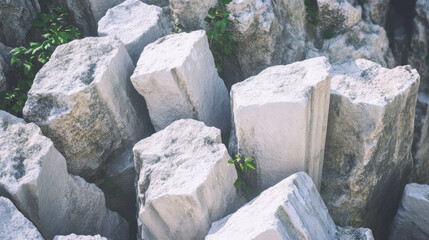 Poster - Ancient ruins stone texture with vegetation for design and background concepts