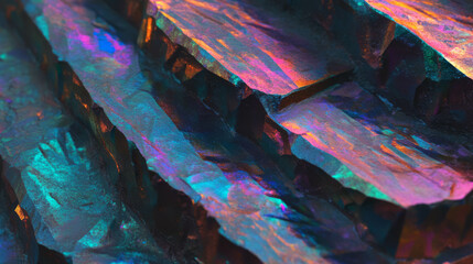 Poster - Vibrant bismuth crystal texture and abstract chaotic steps design