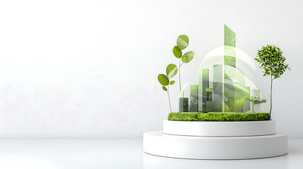 Poster - Sustainable growth visualization modern studio 3d graphics minimalist environment central perspective eco-friendly concept