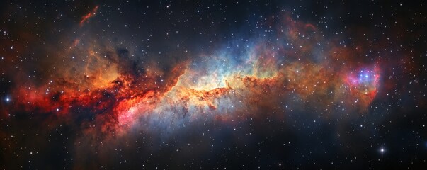 Wall Mural - A colorful celestial nebula surrounded by many distant shining stars
