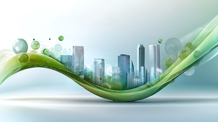 Poster - Urban greenery cityscape digital artwork modern environment abstract viewpoint sustainable concept