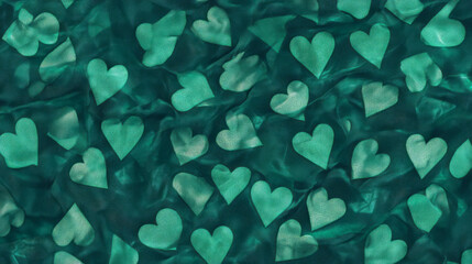 Poster - Casino green jacquard heart pattern for textiles and design