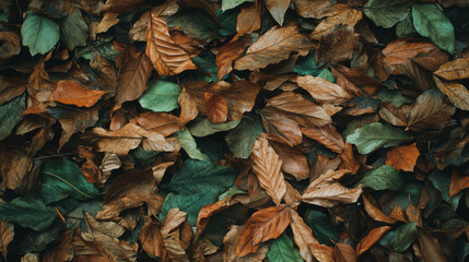 Poster - Autumn chaos concept with dry leaf texture and veins detail for nature art and design