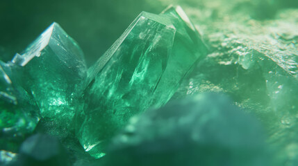 Poster - Emerald textures and clarity concept in chaotic arrangement for design