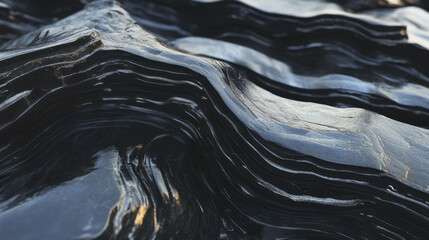 Poster - Abstract obsidian texture with chaotic flow lines for artistic backgrounds