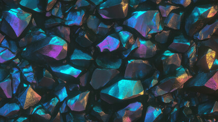 Poster - Vivid peacock ore texture with iridescent colors and chaotic patterns for design