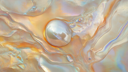 Poster - Iridescent pearl texture with lustrous chaos elements