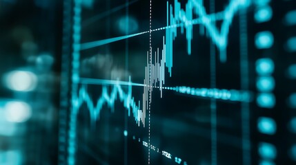 Poster - Abstract Digital Financial Chart Showing Stock Market Trends with Fluctuating Lines and Indicators