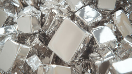 Poster - Abstract texture of platinum cubes and chaotic density for design and artistic inspiration