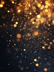 Wall Mural - A dark background with numerous gold lights shining through, suitable for various backgrounds and decorations