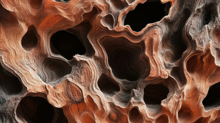 Aufkleber - Abstract redwood lace burl texture with intricate voids and patterns