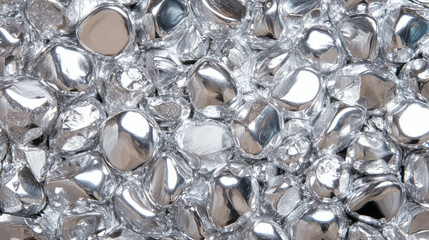 Poster - Metallic surface texture of silver stones reflecting light