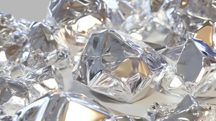 Poster - Textured metallic rhodium stones reflecting light in chaotic arrangement for design