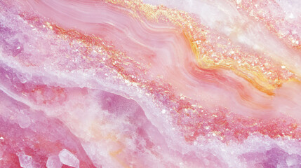 Poster - Abstract texture of rose quartz sand and crystals with a chaotic flow for art and design