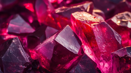 Poster - Vibrant ruby texture with red gemstone chaos for design and decoration
