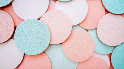 Poster - Vibrant textured sandpaper discs and pads in chaotic arrangement for creative design