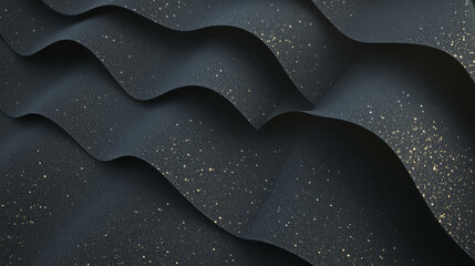 Poster - Abstract sandpaper texture with wavy black material and glittering grit