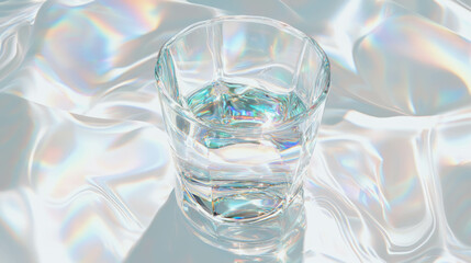 Poster - Abstract chaos of reflections from smooth glass on iridescent surface